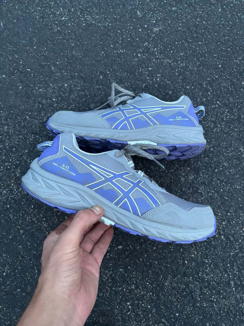 ASICS Women's Gel-Venture 10 Trail Running Shoes Gravel Blue Violet Size 9 Wide